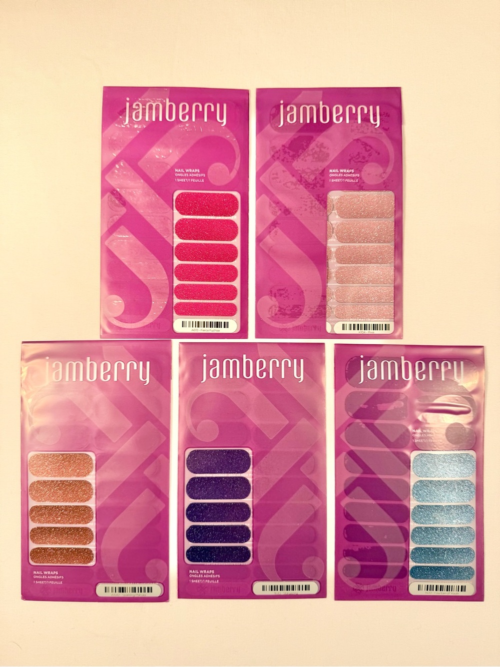 Jamberry Nail Wraps Bundle 5 Glitter & Sparkle Retired Designs Full Sheets Y2K